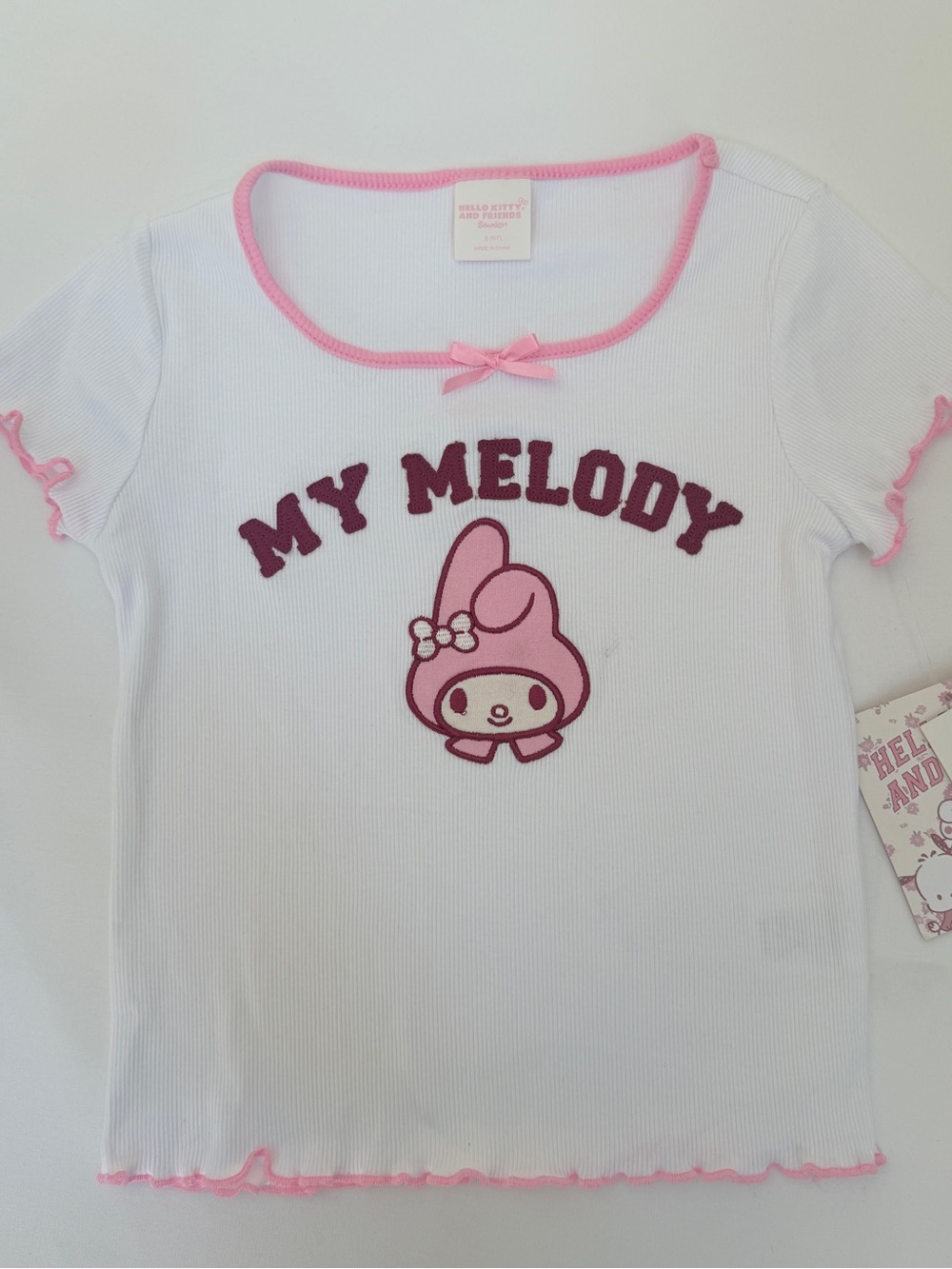 NWT My Melody Hello Kitty Friends Ribbed Tee Girls 6/7